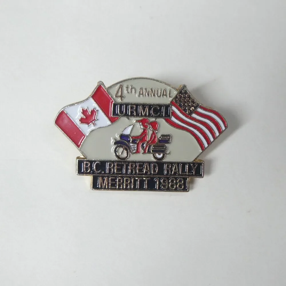 4th Annual URMCI B.C. Retread Rally Merritt 1988 Motorcycle Pin